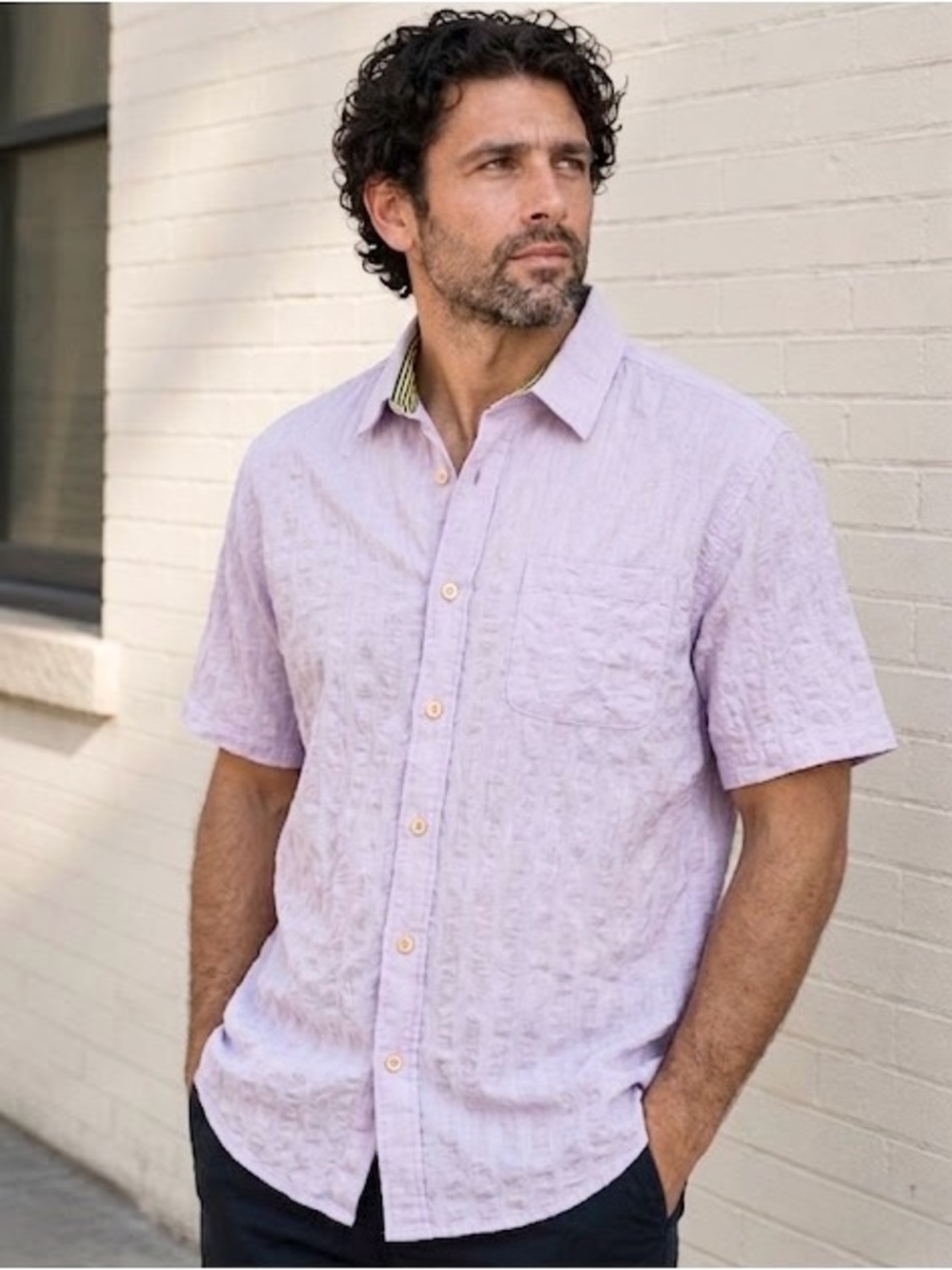 Descendant of Thieves Men's Short-Sleeve Button Up Shirt Light Purple Size M